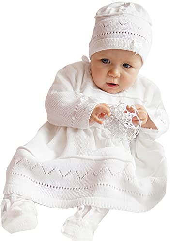 deine-Brautmode Babykleid Taufkleid Strickkleid Festkleid Mädchen Baby Taufe Kleid gestrickt, Emma 74 von deine-Brautmode