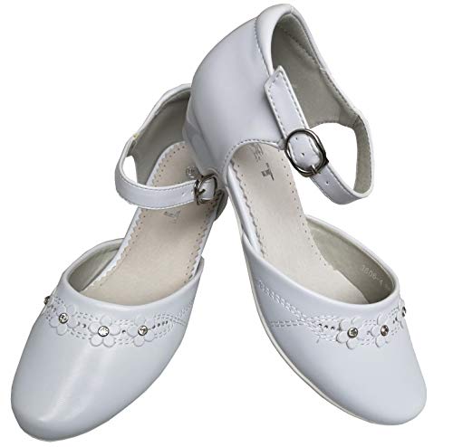 deine-Brautmode Blumenmädchen Strass Schuhe Kommunion Festliche Kinderschuhe Perlenblümchen 34 von deine-Brautmode