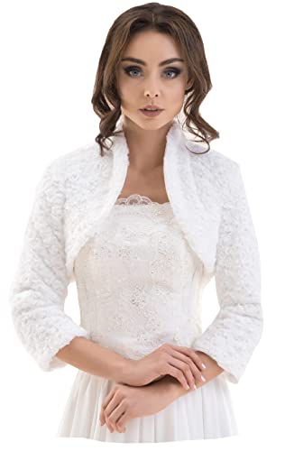 deine-Brautmode Brautjacke Jacke Bolero Hochzeit Braut Hochzeitsjacke Bolerojacke dB36, Ivory, 38 von deine-Brautmode