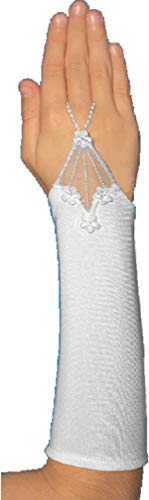 deine-Brautmode Handschuhe zur Kommunion Strass Spitze Glitzer KA-54 von deine-Brautmode