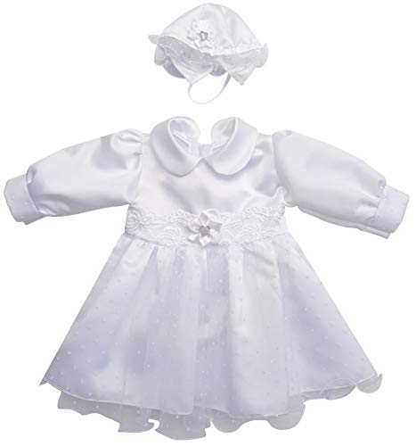 deine-Brautmode Kleid Babykleid Taufkleid Festkleid Mütze Mädchen Baby Taufe, Mia Kleid+Mütze 56 von deine-Brautmode