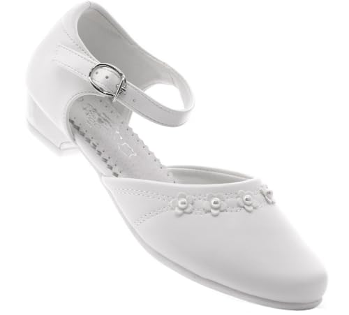 deine-Brautmode Schuhe Kommunion Festliche Kinderschuhe Blumenmädchen Perlen Blümchen 34 von deine-Brautmode