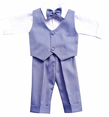 deine-Brautmode Taufanzug Festanzug Anzug Weste Hose Hemd Fliege MützeTaufe Baby Set, Gerrit Blau 68 von deine-Brautmode