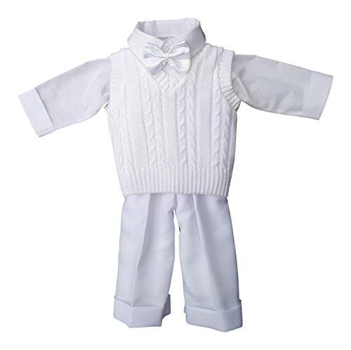 deine-Brautmode Taufanzug Festanzug Anzug Weste Hose Hemd Fliege Taufe Baby Set Adam Anzug,weiß, 68 von deine-Brautmode