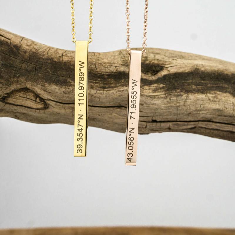 Partner Koordinaten Ketten/Gold/ Rosé Gold Silber/ Schwarz Personalisierter Schmuck Individuelle Gravur Geschenk Valentinstag von deineKoordinaten