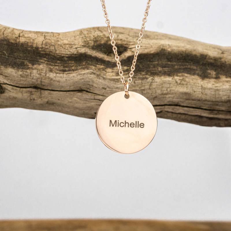 Personalisierte Münz-Kette/Rosé Gold /Halskette Personalisiert Individuelle Gravur Einzigartige Scheibenkette Weihnachtsgeschenk von deineKoordinaten