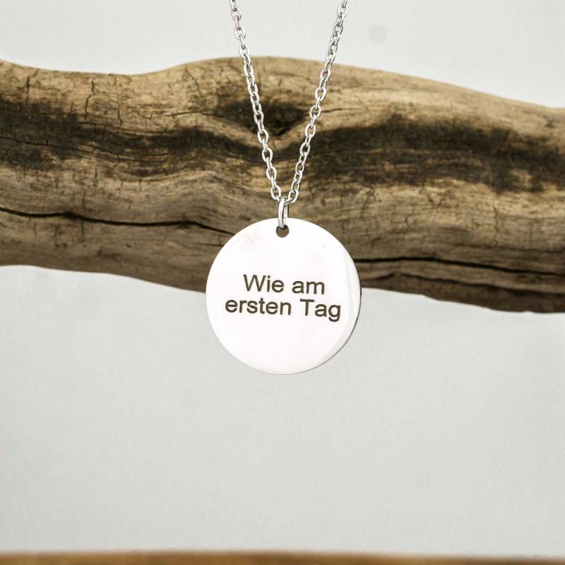 Personalisierte Münz-Kette Silber/Edelstahl Halskette Personalisierte Individuelle Gravur Einzigartige Scheibenkette Valentinstag von deineKoordinaten
