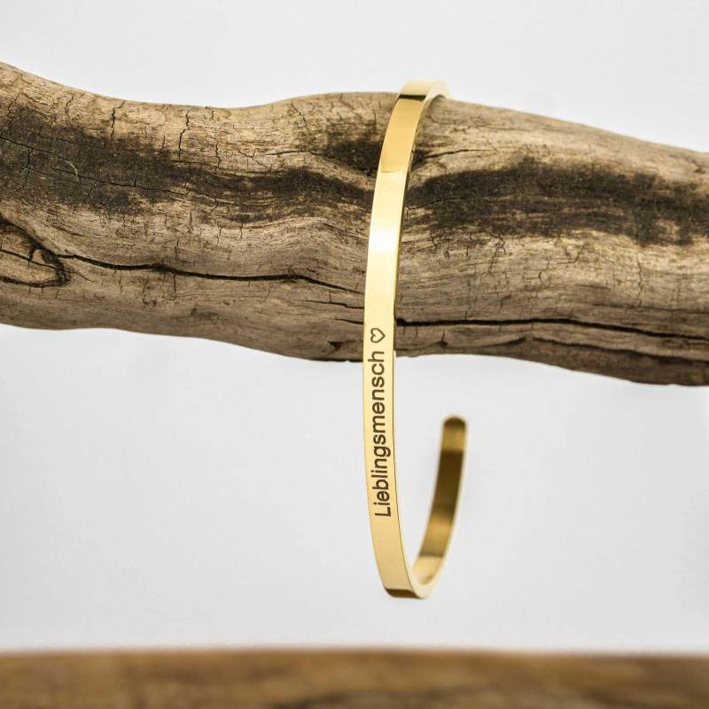 Personalisierter Armreif Gold, Personalisiertes Armband, Personalised Cuff, Mit Namen, Geschenk, Graviert von deineKoordinaten