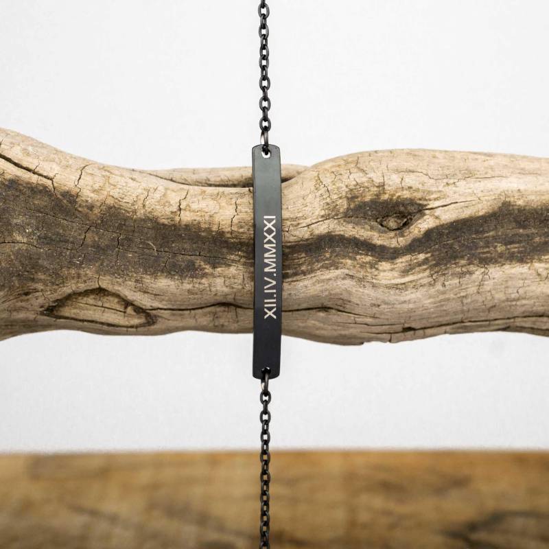 Personalisiertes Armband in Schwarz/Mit Eigener Gravur Personalisierte Armkettchen Namensarmband Freundschaft Valentinstag von deineKoordinaten