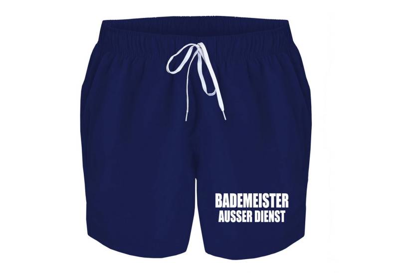 deinshirt Badehose Schwimmshorts Bademeister ausser Dienst Integrierter Netz-Slip, aufgesetzte Gesäßtasche mit Klettverschluss von deinshirt
