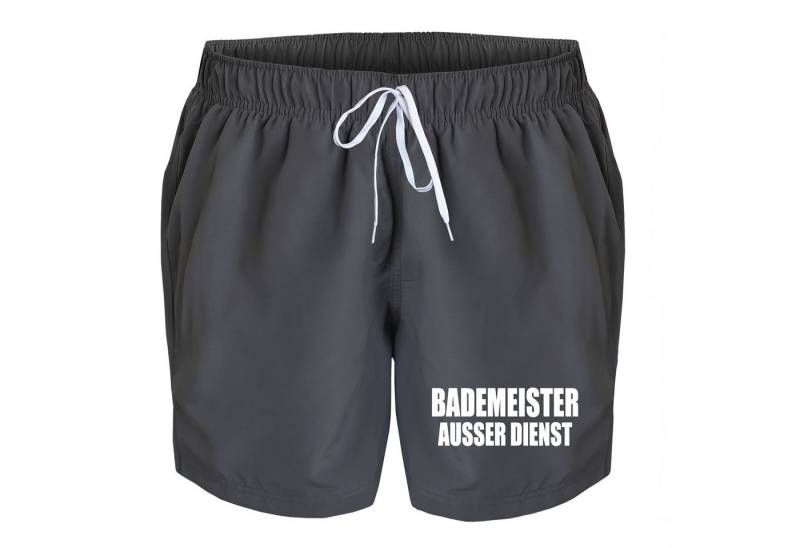 deinshirt Badehose Schwimmshorts Bademeister ausser Dienst Integrierter Netz-Slip, aufgesetzte Gesäßtasche mit Klettverschluss von deinshirt