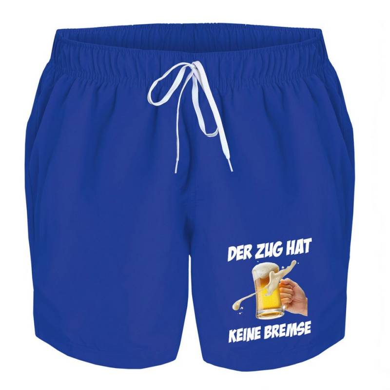 deinshirt Badehose Schwimmshorts Bierglas der Zug hat keine Bremse Integrierter Netz-Slip, aufgesetzte Gesäßtasche mit Klettverschluss von deinshirt