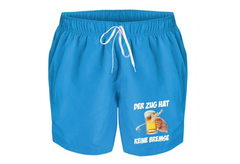 deinshirt Badehose Schwimmshorts Bierglas der Zug hat keine Bremse Integrierter Netz-Slip, aufgesetzte Gesäßtasche mit Klettverschluss von deinshirt