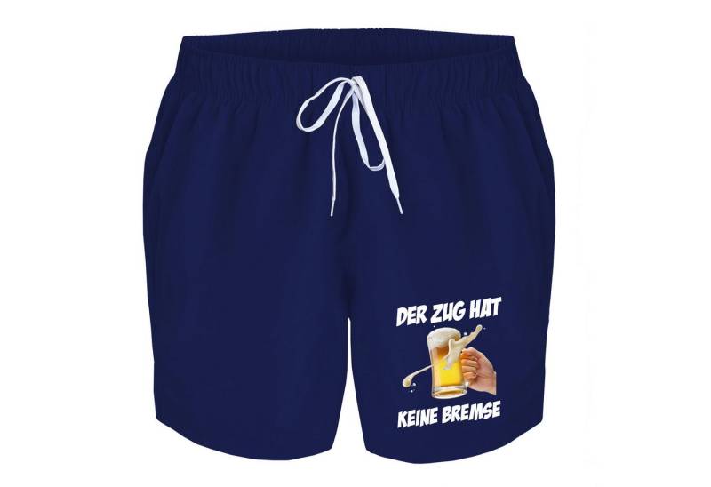 deinshirt Badehose Schwimmshorts Bierglas der Zug hat keine Bremse Integrierter Netz-Slip, aufgesetzte Gesäßtasche mit Klettverschluss von deinshirt