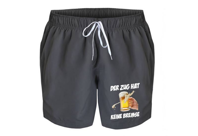 deinshirt Badehose Schwimmshorts Bierglas der Zug hat keine Bremse Integrierter Netz-Slip, aufgesetzte Gesäßtasche mit Klettverschluss von deinshirt