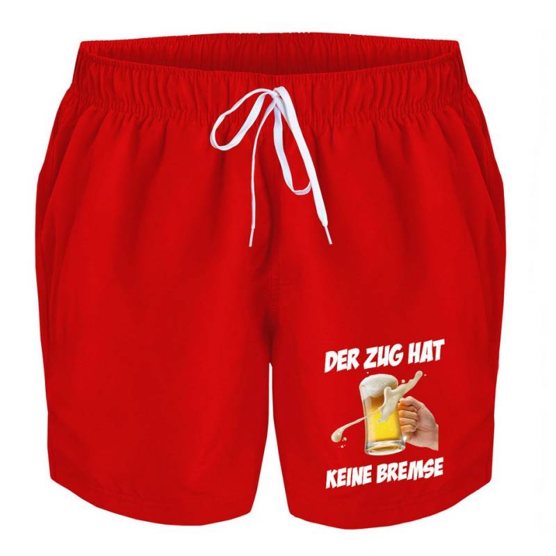 deinshirt Badehose Schwimmshorts Bierglas der Zug hat keine Bremse Integrierter Netz-Slip, aufgesetzte Gesäßtasche mit Klettverschluss von deinshirt