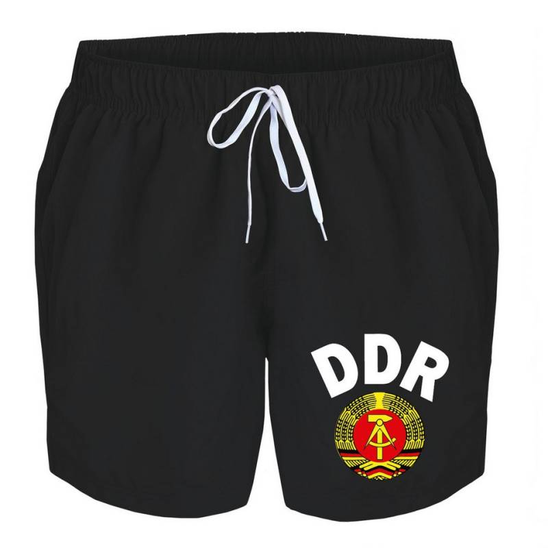 deinshirt Badehose Schwimmshorts DDR Ährenkranz mit Hammer und Zirkel Integrierter Netz-Slip, aufgesetzte Gesäßtasche mit Klettverschluss von deinshirt