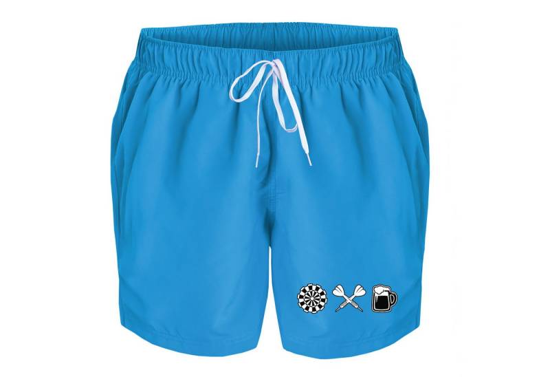 deinshirt Badehose Schwimmshorts Darts und Bier Integrierter Netz-Slip, aufgesetzte Gesäßtasche mit Klettverschluss von deinshirt