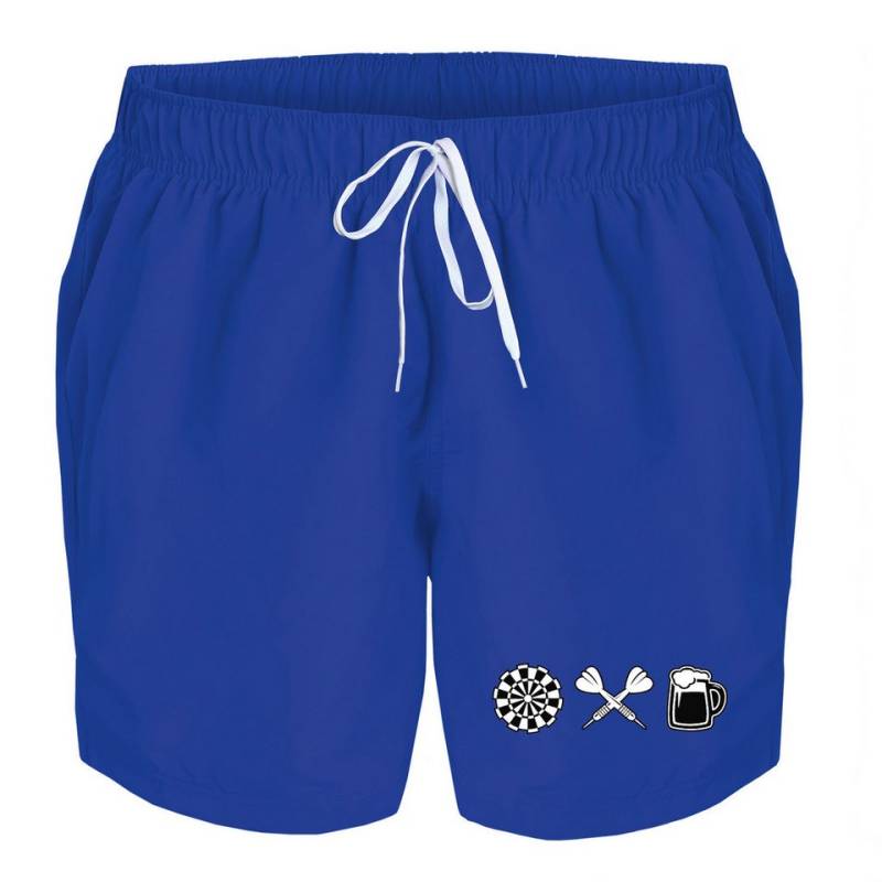 deinshirt Badehose Schwimmshorts Darts und Bier Integrierter Netz-Slip, aufgesetzte Gesäßtasche mit Klettverschluss von deinshirt