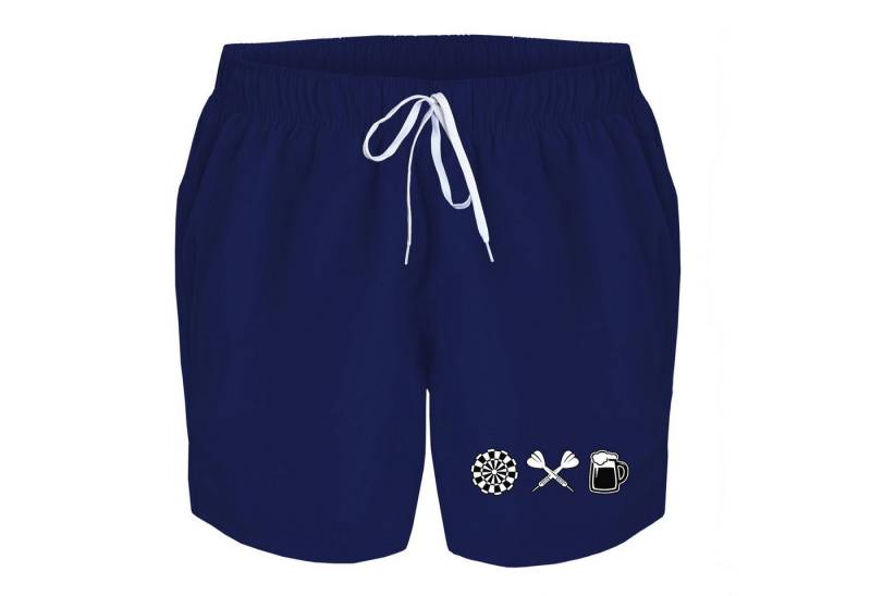 deinshirt Badehose Schwimmshorts Darts und Bier Integrierter Netz-Slip, aufgesetzte Gesäßtasche mit Klettverschluss von deinshirt