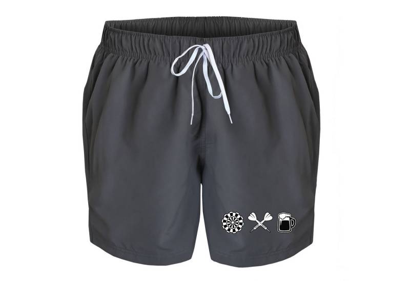 deinshirt Badehose Schwimmshorts Darts und Bier Integrierter Netz-Slip, aufgesetzte Gesäßtasche mit Klettverschluss von deinshirt