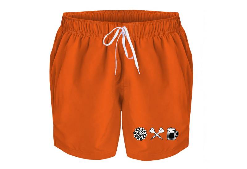 deinshirt Badehose Schwimmshorts Darts und Bier Integrierter Netz-Slip, aufgesetzte Gesäßtasche mit Klettverschluss von deinshirt