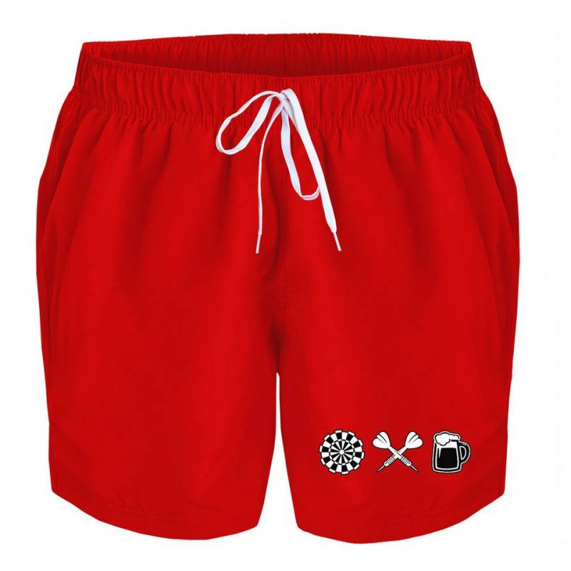 deinshirt Badehose Schwimmshorts Darts und Bier Integrierter Netz-Slip, aufgesetzte Gesäßtasche mit Klettverschluss von deinshirt