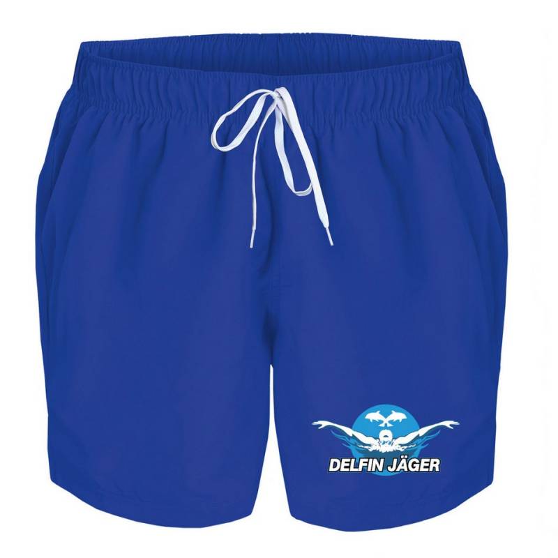 deinshirt Badehose Schwimmshorts Delfin Jäger Integrierter Netz-Slip, aufgesetzte Gesäßtasche mit Klettverschluss von deinshirt
