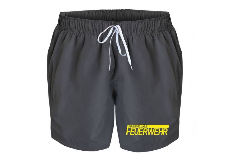 deinshirt Badehose Schwimmshorts Freiwillige Feuerwehr Integrierter Netz-Slip, aufgesetzte Gesäßtasche mit Klettverschluss von deinshirt