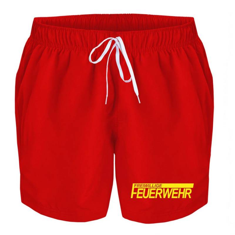 deinshirt Badehose Schwimmshorts Freiwillige Feuerwehr Integrierter Netz-Slip, aufgesetzte Gesäßtasche mit Klettverschluss von deinshirt