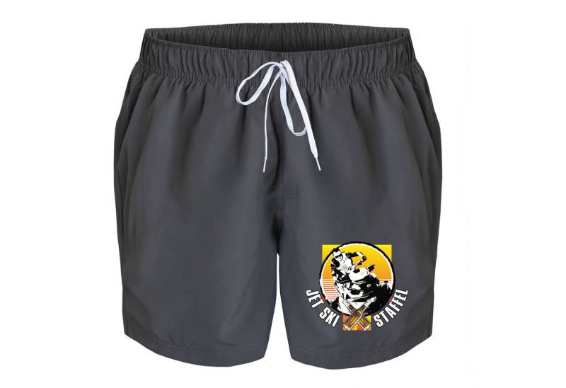 deinshirt Badehose Schwimmshorts Jet Ski Staffel Integrierter Netz-Slip, aufgesetzte Gesäßtasche mit Klettverschluss von deinshirt