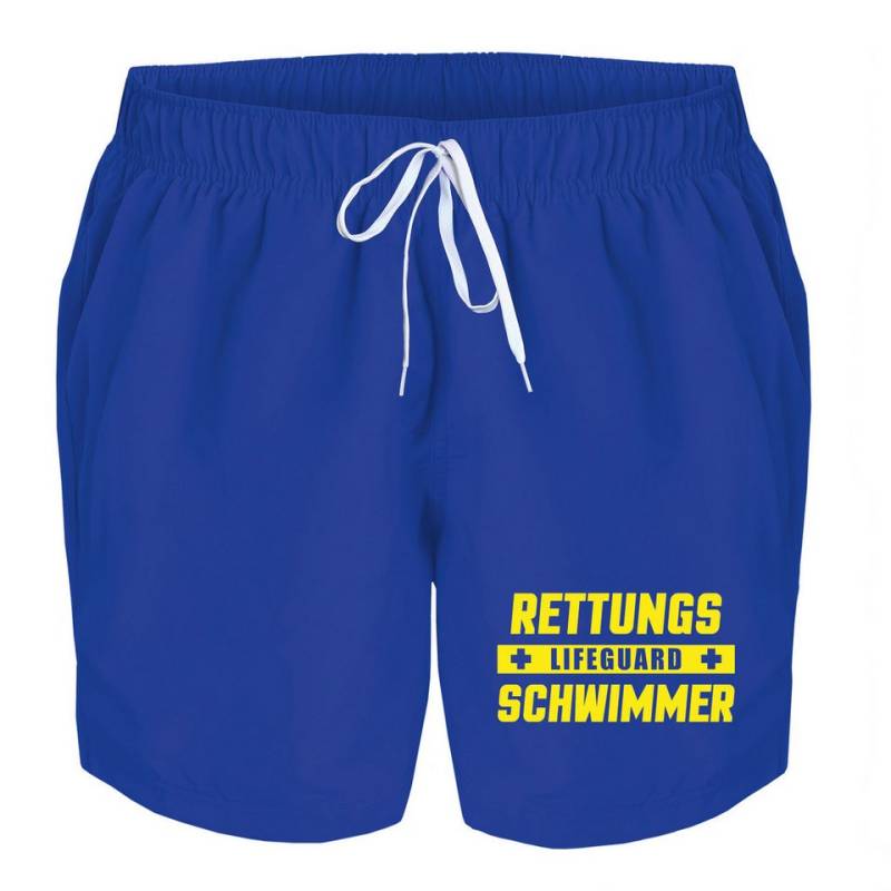 deinshirt Badehose Schwimmshorts Lifeguard Rettungsschwimmer Integrierter Netz-Slip, aufgesetzte Gesäßtasche mit Klettverschluss von deinshirt