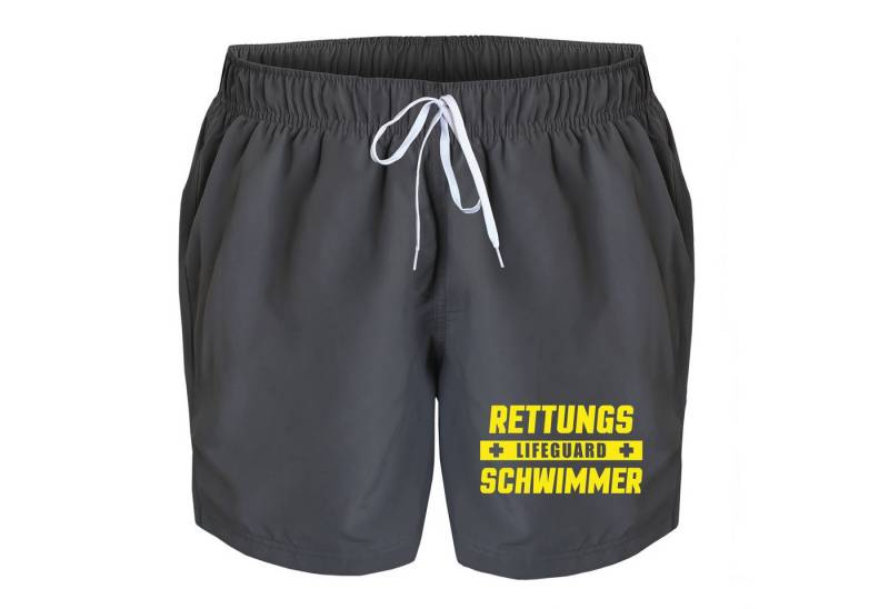 deinshirt Badehose Schwimmshorts Lifeguard Rettungsschwimmer Integrierter Netz-Slip, aufgesetzte Gesäßtasche mit Klettverschluss von deinshirt