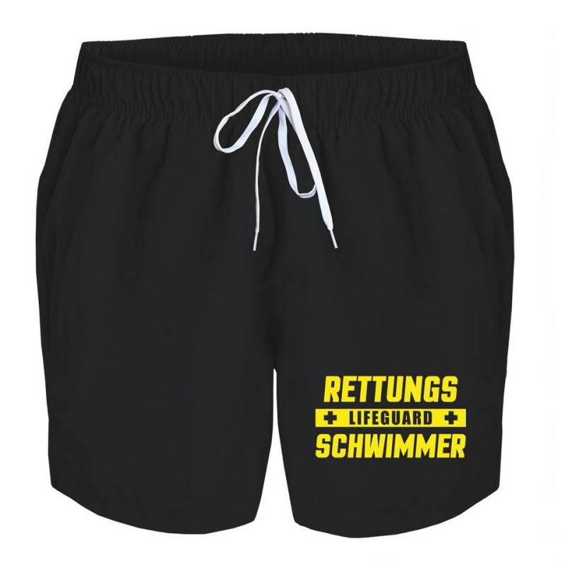 deinshirt Badehose Schwimmshorts Lifeguard Rettungsschwimmer Integrierter Netz-Slip, aufgesetzte Gesäßtasche mit Klettverschluss von deinshirt