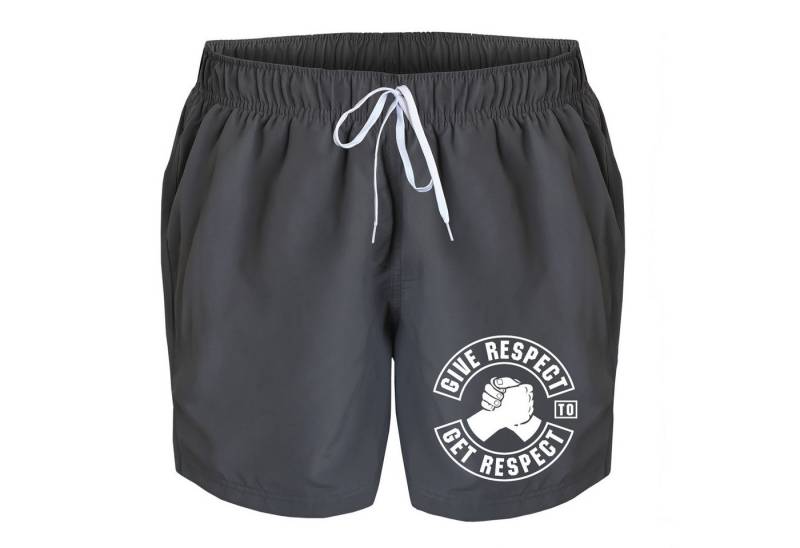 deinshirt Badehose Schwimmshorts Respect Integrierter Netz-Slip, aufgesetzte Gesäßtasche mit Klettverschluss von deinshirt