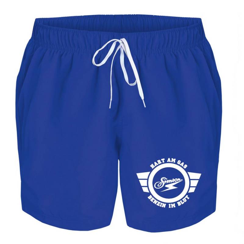 deinshirt Badehose Schwimmshorts Simson hart am Gas Benzin im Blut Integrierter Netz-Slip, aufgesetzte Gesäßtasche mit Klettverschluss von deinshirt