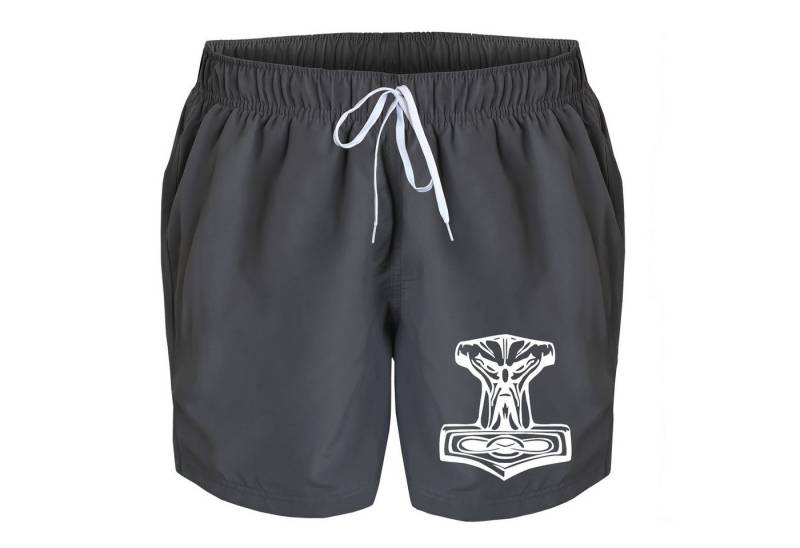 deinshirt Badehose Schwimmshorts Thors Hammer Integrierter Netz-Slip, aufgesetzte Gesäßtasche mit Klettverschluss von deinshirt