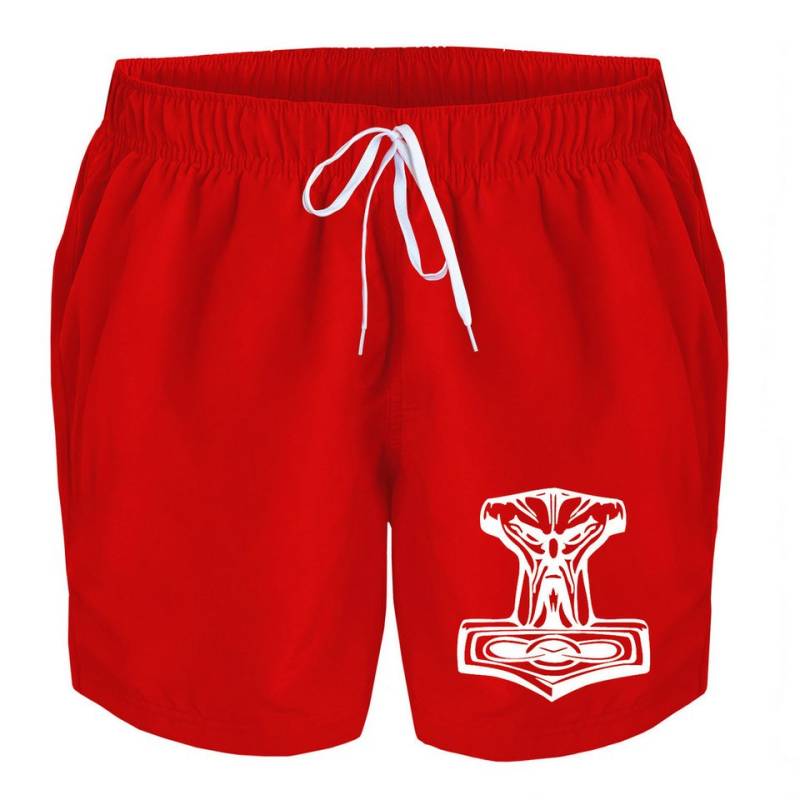 deinshirt Badehose Schwimmshorts Thors Hammer Integrierter Netz-Slip, aufgesetzte Gesäßtasche mit Klettverschluss von deinshirt