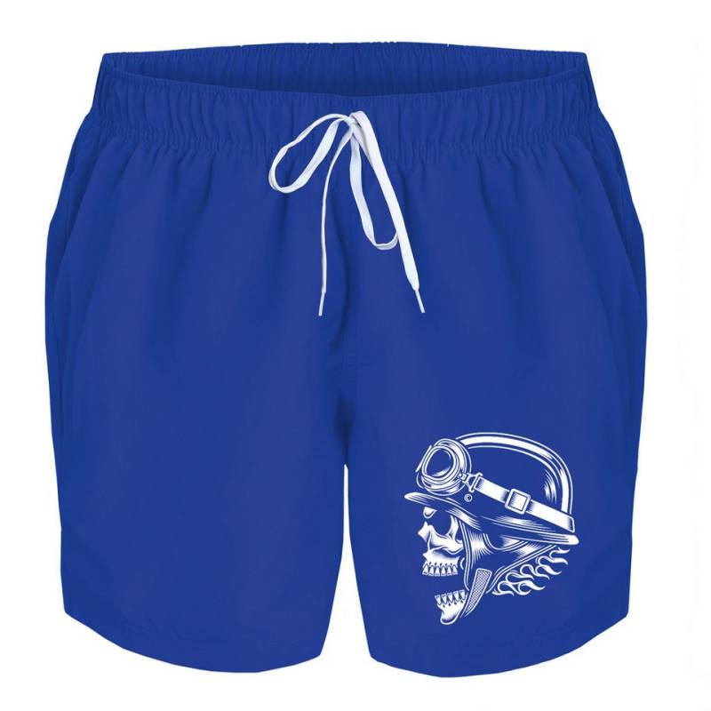 deinshirt Badehose Schwimmshorts Totenkopf Stahlhelm Integrierter Netz-Slip, aufgesetzte Gesäßtasche mit Klettverschluss von deinshirt