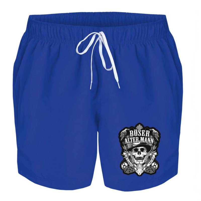 deinshirt Badehose Schwimmshorts Totenkopf böser alter Mann Integrierter Netz-Slip, aufgesetzte Gesäßtasche mit Klettverschluss von deinshirt