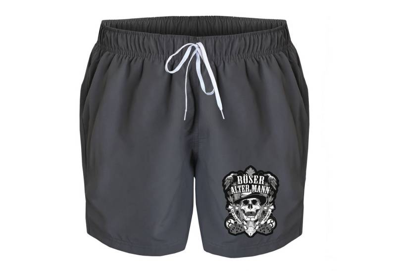 deinshirt Badehose Schwimmshorts Totenkopf böser alter Mann Integrierter Netz-Slip, aufgesetzte Gesäßtasche mit Klettverschluss von deinshirt