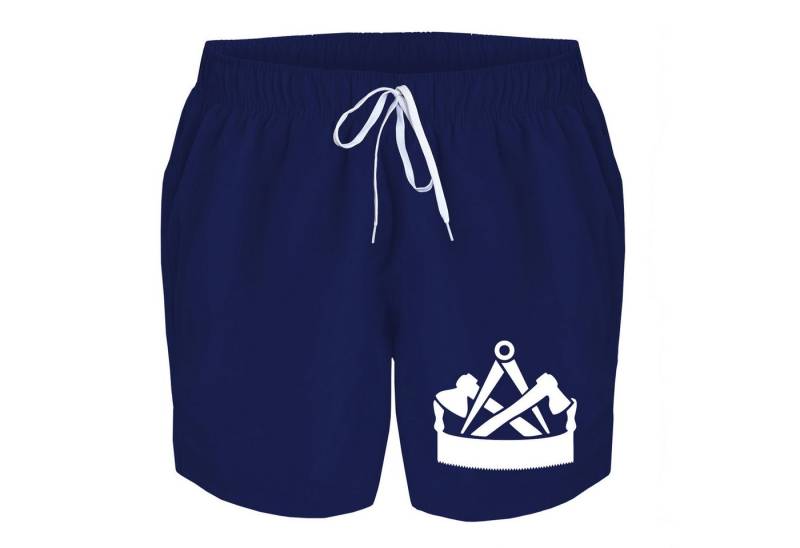 deinshirt Badehose Schwimmshorts Zimmermann Integrierter Netz-Slip, aufgesetzte Gesäßtasche mit Klettverschluss von deinshirt