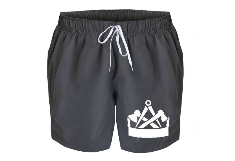 deinshirt Badehose Schwimmshorts Zimmermann Integrierter Netz-Slip, aufgesetzte Gesäßtasche mit Klettverschluss von deinshirt