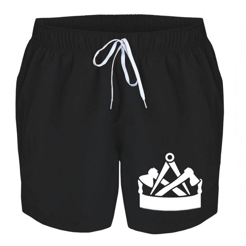 deinshirt Badehose Schwimmshorts Zimmermann Integrierter Netz-Slip, aufgesetzte Gesäßtasche mit Klettverschluss von deinshirt