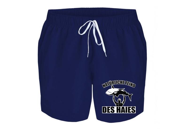 deinshirt Badehose Schwimmshorts natürliche Feind des Haies Integrierter Netz-Slip, aufgesetzte Gesäßtasche mit Klettverschluss von deinshirt