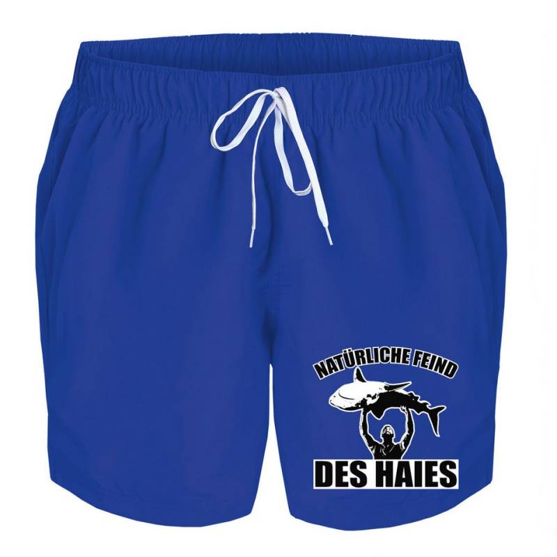 deinshirt Badehose Schwimmshorts natürliche Feind des Haies Integrierter Netz-Slip, aufgesetzte Gesäßtasche mit Klettverschluss von deinshirt