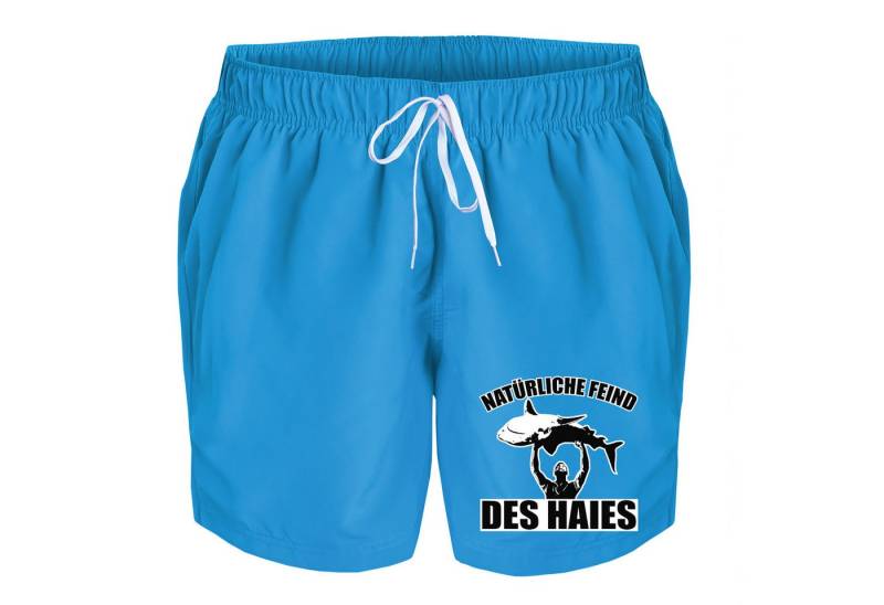 deinshirt Badehose Schwimmshorts natürliche Feind des Haies Integrierter Netz-Slip, aufgesetzte Gesäßtasche mit Klettverschluss von deinshirt