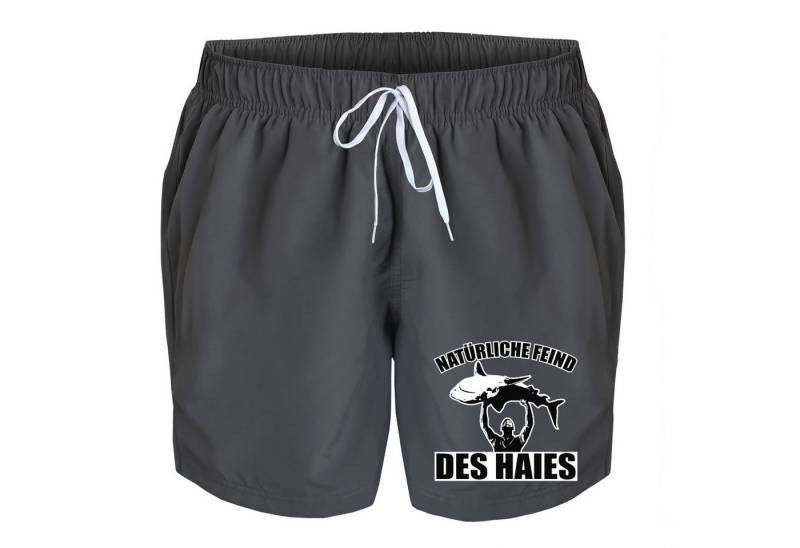 deinshirt Badehose Schwimmshorts natürliche Feind des Haies Integrierter Netz-Slip, aufgesetzte Gesäßtasche mit Klettverschluss von deinshirt