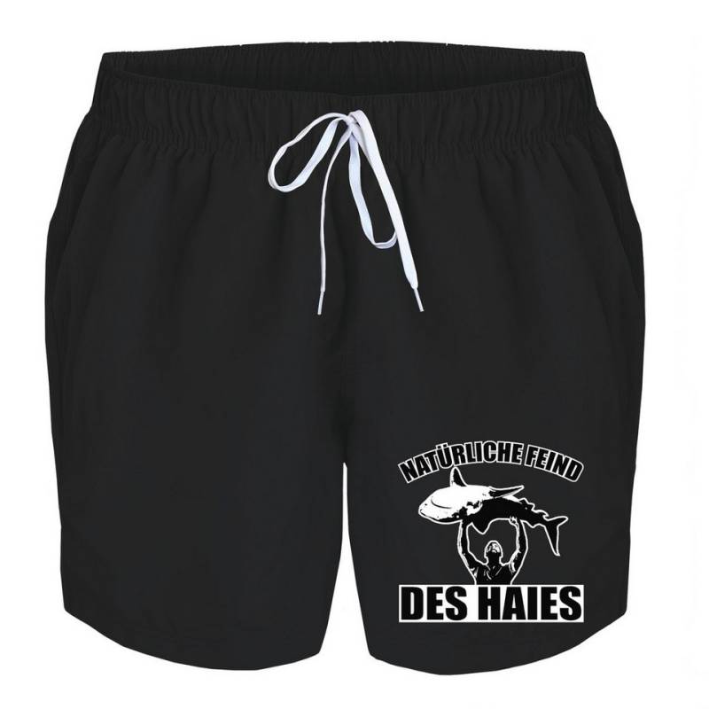 deinshirt Badehose Schwimmshorts natürliche Feind des Haies Integrierter Netz-Slip, aufgesetzte Gesäßtasche mit Klettverschluss von deinshirt