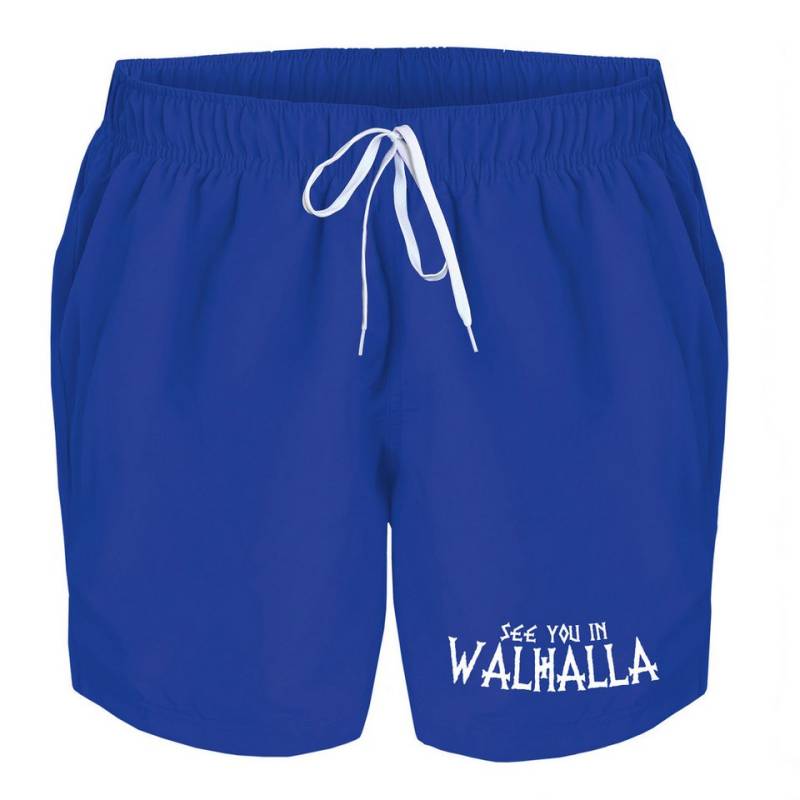 deinshirt Badehose Schwimmshorts see you in Walhalla Integrierter Netz-Slip, aufgesetzte Gesäßtasche mit Klettverschluss von deinshirt